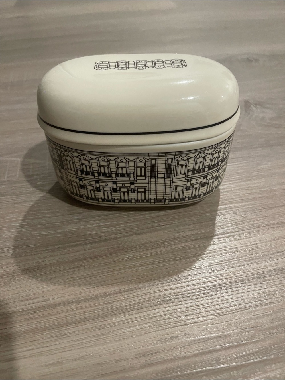 Vintage Aramis Architectural Studies Vienna Trinket Jar Porcelain 1982 Japan